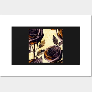 Black rose watercolor rose Posters and Art